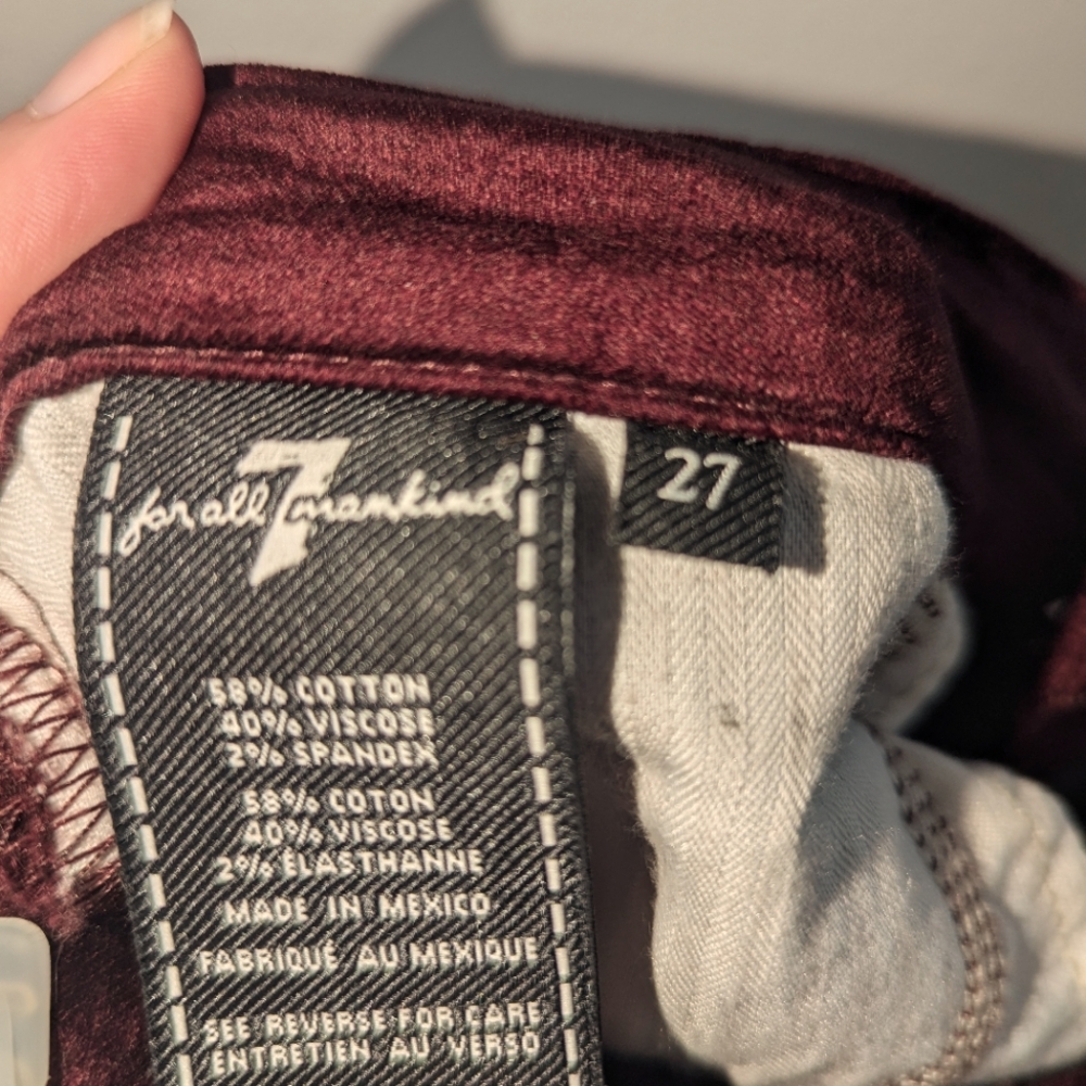 Burgundy/maroon skinny velvety corduroy jeans
